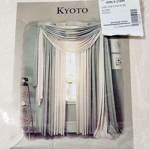 NWT Kensington Home Fashions Kyoto Antique Ivory Window Scarf 42" x 216"